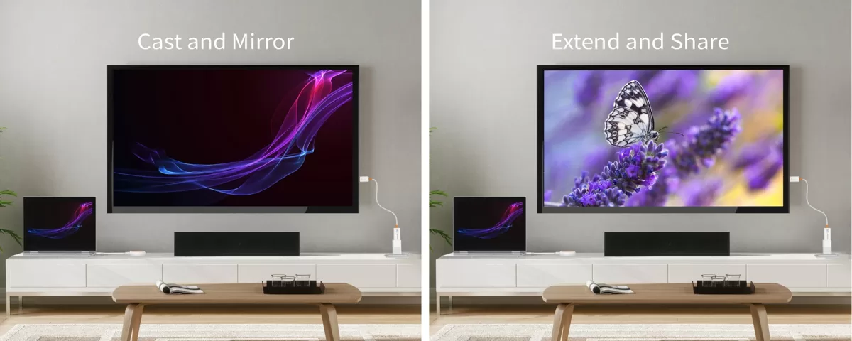 ScreenCast USB-C bezvadu HDMI paplašinātājs JVAW62-N USB-C bezvadu displeja HDMI paplašinātājs ScreenCast ScreenCast JVAW62-N bezvadu HDMI risinājums Full HD pārraidei USB-C uz HDMI bezvadu displeja paplašinātājs ScreenCast